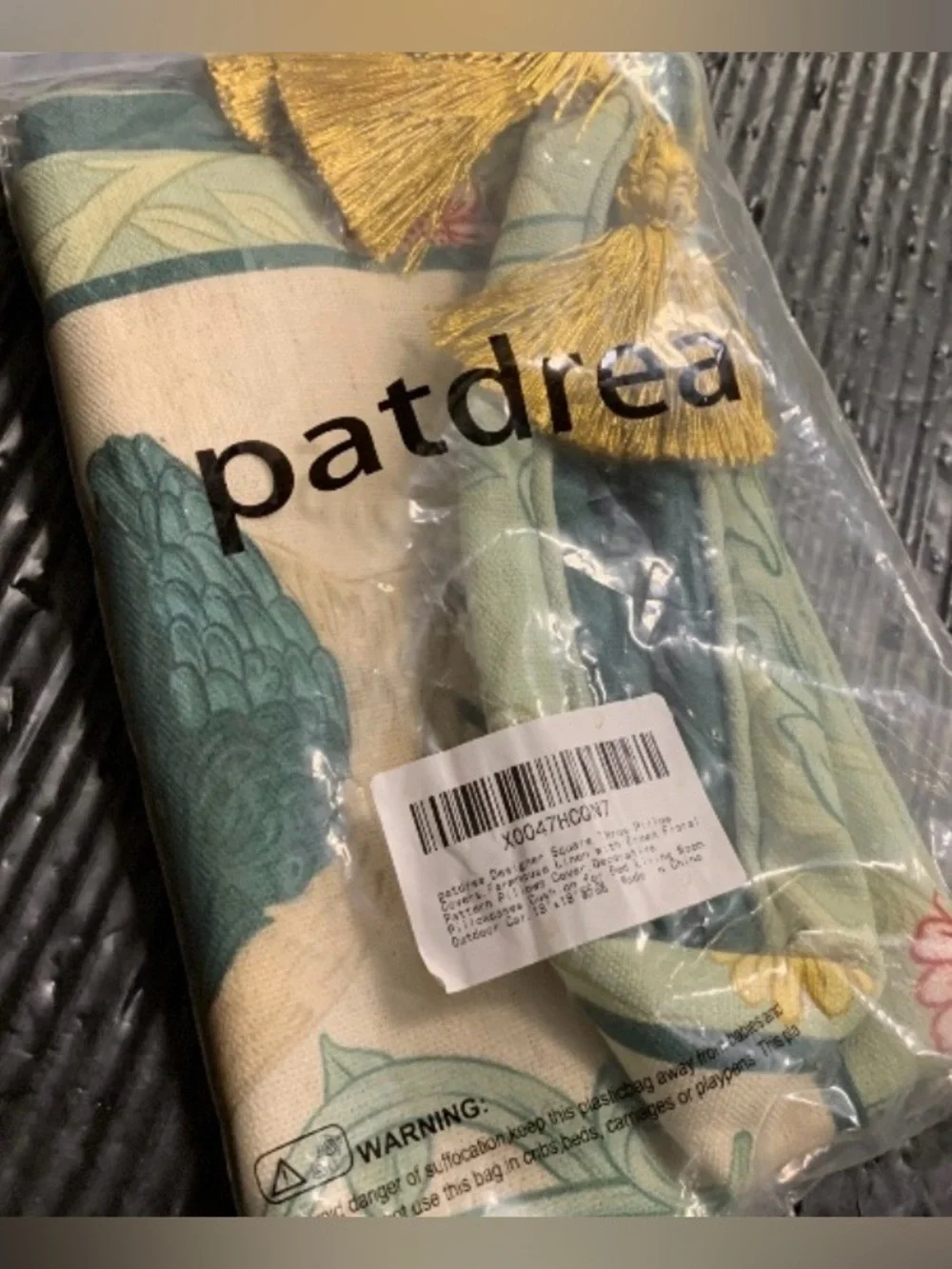 Patdrea “Birds” Lumbar Pillow Cover with Tassels 12x20” (1-count) BLUE GREEN